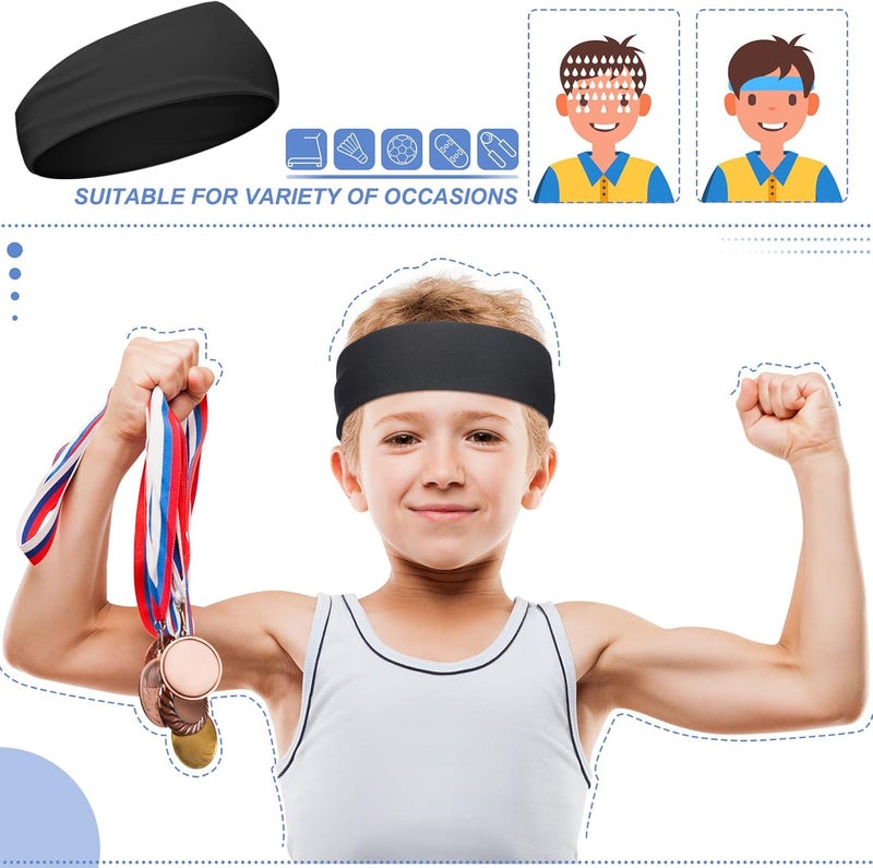 Civaner 4 Pcs Boys Headbands Athletic Sweatbands Kids Sports Wicking Breathable Headbands Elastic for Girls Boys Football - Image 5